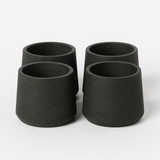 Set of 4 black washed planter pots, 20 cm diameter, by Pottery Pots, showcasing a textured finish and modern design.