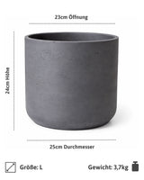 Übertopf Charlie Schwarz Größe L – Maße: Ø 25 cm, Öffnung Ø 23 cm, Höhe 24 cm