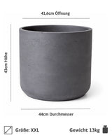Übertopf Charlie Schwarz Größe XXL – Maße: Ø 44 cm, Öffnung Ø 41,6 cm, Höhe 43 cm