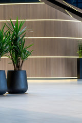 Pax Pflanzkübel Schwarz aus Fiberstone – konisch-bauchiger Kübel