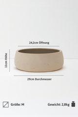 Pflanzschale Eileen Terrakotta Größe M – Maße: Ø 29 cm, Öffnung Ø 24,2 cm, Höhe 11 cm