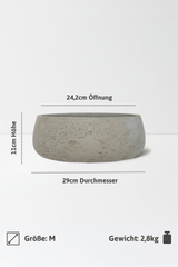 Pflanzschale Eileen Grau Größe M – Maße: Ø 29 cm, Öffnung Ø 24,2 cm, Höhe 11 cm