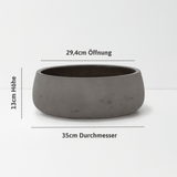 Pflanzschale Eileen Mocha Größe L – Maße: Ø 35 cm, Öffnung Ø 29,4 cm, Höhe 13 cm