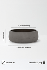 Pflanzschale Eileen Mocha Größe M – Maße: Ø 29 cm, Öffnung Ø 24,2 cm, Höhe 11 cm