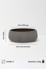 Pflanzschale Eileen Mocha Größe S – Maße: Ø 24 cm, Öffnung Ø 20 cm, Höhe 9 cm