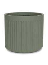 Blumentopf Turris Low Salbeigrün aus Fiberglas – freigestellt