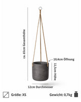 Blumenampel Charlie Schwarz Größe XS – Maße: Ø 12 cm, Öffnung Ø 10,4 cm, Höhe 11,5 cm