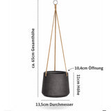 Blumenampel Patt Schwarz Größe S – Maße: Ø 13,5 cm, Öffnung Ø 10,4 cm, Höhe 11 cm