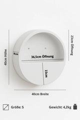 Wandpflanzschale Hanging Wally Hochglanz Weiß Größe S – Maße: Ø 40 cm, Öffnung Ø 39,4 cm, Höhe 9 cm