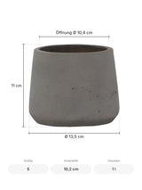 Übertopf Patt Mocha Größe S – Maße: Ø 13,5 cm, Öffnung Ø 10,4 cm, Höhe 11 cm