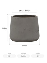 Übertopf Patt Mocha Größe XL – Maße: Ø 23 cm, Öffnung Ø 19 cm, Höhe 19,5 cm