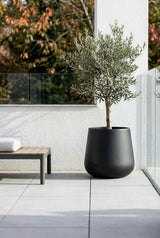 Pflanzkuebel Pax Schwarz aus robustem Fiberstone Outdoor