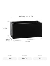 Frostfester Blumenkasten Balcony Schwarz Größe XS – Maße: 40 × 20 cm, Höhe 20 cm, Öffnung 35 × 15 cm