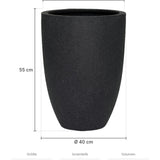 Pflanzkübel Ben Schwarz Größe L – Maße: Ø 40 cm, Öffnung Ø 38,4 cm, Höhe 55 cm