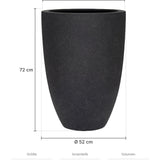 Pflanzkübel Ben Schwarz Größe XL – Maße: Ø 52 cm, Öffnung Ø 50,4 cm, Höhe 72 cm
