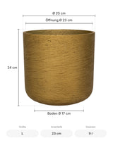 Übertopf Charlie Gold Größe L – Maße: Ø 25 cm, Öffnung Ø 23 cm, Boden Ø 17 cm, Höhe 24 cm