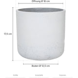 Übertopf Charlie Weiß Größe M – Maße: Ø 18 cm, Öffnung Ø 16 cm, Boden Ø 12,5 cm, Höhe 17,5 cm