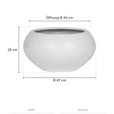 Pflanzkübel Cora Matt Weiß – Maße: Ø 47 cm, Öffnung Ø 40 cm, Höhe 26 cm
