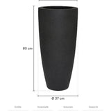 Bodenvase Dax Schwarz Größe L – Maße: Ø 37 cm, Öffnung Ø 35,4 cm, Höhe 80 cm
