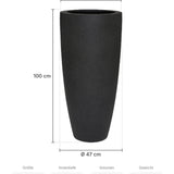Bodenvase Dax Schwarz Größe XL – Maße: Ø 47 cm, Öffnung Ø 45,4 cm, Höhe 100 cm