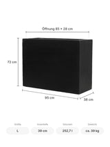 Rechteckiger Pflanzkübel Jort Schwarz Größe L – Maße: 95 × 38 cm, Höhe 72 cm, Öffnung 85 × 28 cm
