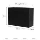 Rechteckiger Pflanzkübel Jort Schwarz Größe L – Maße: 95 × 38 cm, Höhe 72 cm, Öffnung 85 × 28 cm