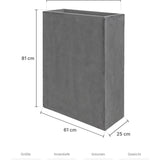 Rechteckiger Pflanzkübel Jort Grau als Sichtschutz Größe S – Maße: 61 × 25 cm, Höhe 81 cm, Öffnung 55 × 19 cm