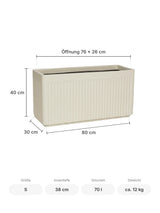 Rechteckiger Pflanzkübel Jort Seidenweiß Größe S – Maße: 80 × 30 cm, Höhe 40 cm, Öffnung 76 × 26 cm