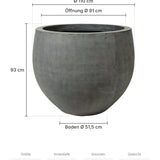 Großer runder Pflanzkübel Jumbo Orb Grau Größe M – Maße: Ø 110 cm, Öffnung Ø 91 cm, Boden Ø 51,5 cm, Höhe 93 cm