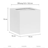 Übertopf Mini Block Matt Weiß Größe S – Maße: 15 × 15 cm, Höhe 15 cm, Öffnung 13,5 × 13,5 cm