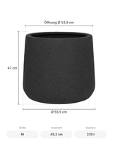 Pflanzkübel Patt Schwarz Größe M – Maße: Ø 55,5 cm, Öffnung Ø 53,9 cm, Höhe 47 cm