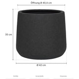 Pflanzkübel Patt Schwarz Größe S – Maße: Ø 42 cm, Öffnung Ø 40,4 cm, Höhe 35 cm