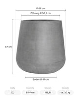 Pflanzkübel Pax Grau Größe XL – Maße: Ø 66 cm, Öffnung Ø 50,5 cm, Boden Ø 41 cm, Höhe 67 cm