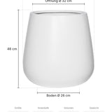 Pflanzkübel Pax Matt Weiß Größe M – Maße: Ø 44 cm, Öffnung Ø 32 cm, Boden Ø 26 cm, Höhe 46 cm