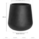 Pflanzkübel Pax Schwarz Größe M – Maße: Ø 44 cm, Öffnung Ø 32 cm, Boden Ø 26 cm, Höhe 46 cm