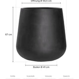 Pflanzkübel Pax Schwarz Größe XL – Maße: Ø 66 cm, Öffnung Ø 50,5 cm, Boden Ø 41 cm, Höhe 67 cm