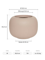 Blumentopf Sphere Low Puderrosa Größe M – Maße: Ø 53,5 cm, Öffnung Ø 34 cm, Boden Ø 29 cm, Höhe 40,4 cm