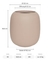 Blumentopf Sphere Puderrosa Größe XS – Maße: Ø 33,1 cm, Öffnung Ø 22 cm, Boden Ø 18,5 cm, Höhe 36,6 cm