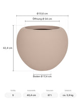 Blumentopf Stream Puderrosa Größe S – Maße: Ø 51,6 cm, Öffnung Ø 34 cm, Boden Ø 17,4 cm, Höhe 42,4 cm