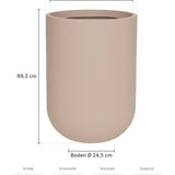Blumentopf Zenith Puderrosa Größe L – Maße: Ø 49,1 cm, Öffnung Ø 44,5 cm, Boden Ø 24,5 cm, Höhe 69,3 cm