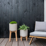Charlie Grey Washed Feet Low rough feet planter by Pottery Pots with a textured, weathered finish. || Charlie in Feet Low & Feet High