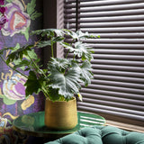 Gold washed Patt planter by Pottery Pots with a sleek design and textured finish. Ideal for indoor or outdoor use.