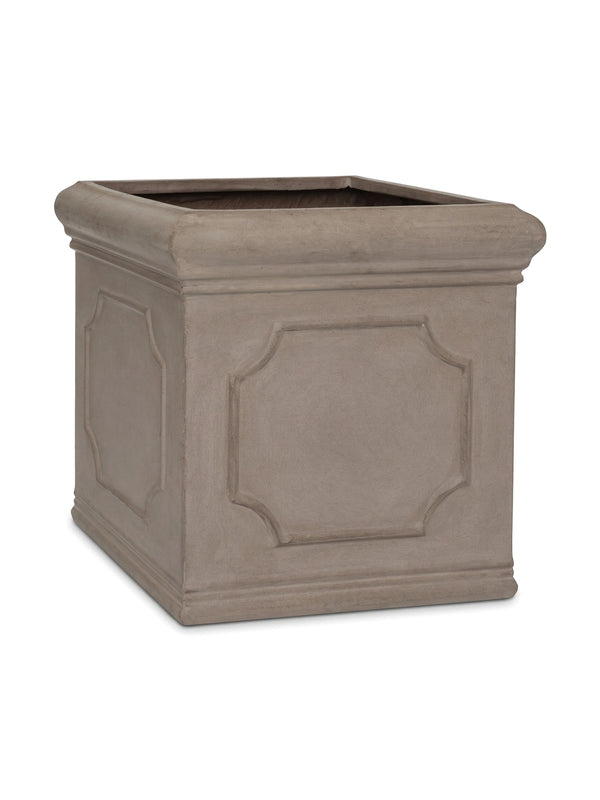 Eckiger Pflanzkübel Block Classic Taupe mit Bordüre