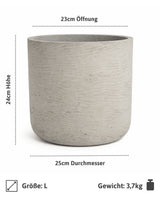 Charlie Grey Washed Pflanzkübel Größe L [v=L|ø25|ö23|h24]