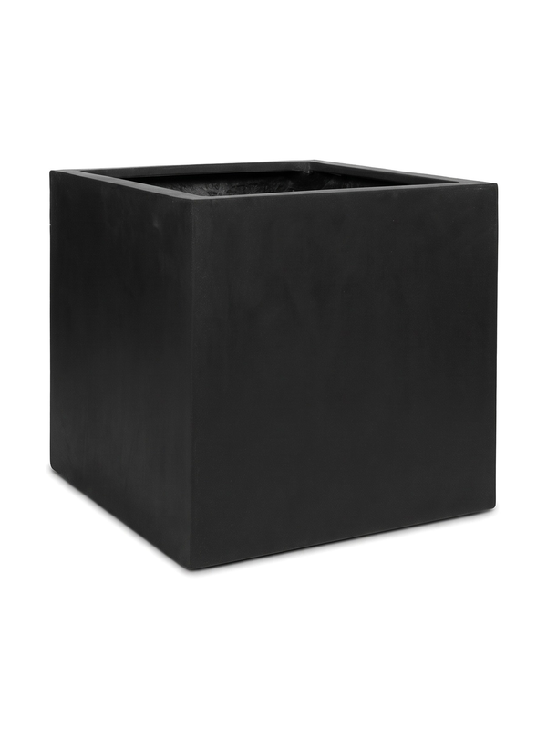 Eckiger Pflanzkübel Block Schwarz aus Fiberstone