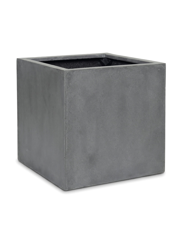 Eckiger Pflanzkübel Block Grau aus Fiberstone