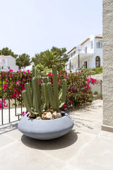 Pflanzschale Tara Grau aus Fiberstone – runde Schale Outdoor