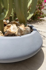 Pflanzschale Tara Grau aus Fiberstone – runde Schale Outdoor