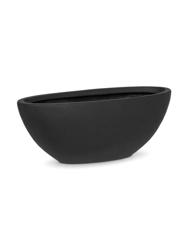 Ovale Pflanzschale Dorant Schwarz aus Fiberstone