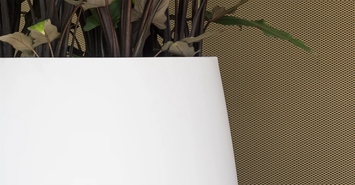 Nahaufnahme Fiberstone Pflanztopf Matt Weiß